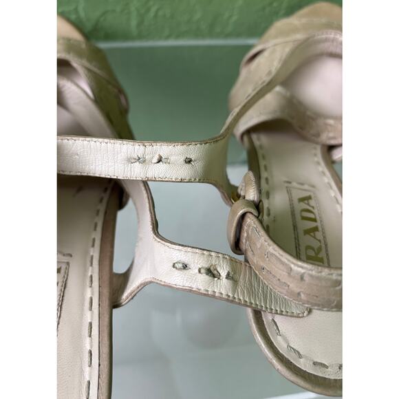 Prada Cream Heeled Sandals - Picture 7 of 12